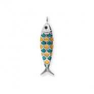 Anh&auml;nger aus Stainless Steel - Rostfreiem Stahl Fish Silver-petrol green-orange-black