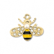 Anh&auml;nger Metall Enamel Bee Gold-yellow-black