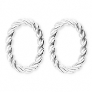 BY31® Stainless Steel - Rostfrei Stahl Ohrringe / Ohrstecker Oval Twisted Silver