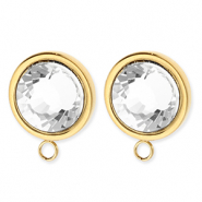 BY31&reg; Zubeh&ouml;r aus Stainless Steel - Rostfreiem Stahl Ohrringe&nbsp;/&nbsp;Ohrstecker Round with Crystal with Loop Gold-crystal