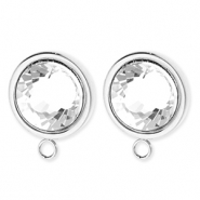 BY31® Zubehör aus Stainless Steel - Rostfreiem Stahl Ohrringe / Ohrstecker Round with Crystal with Loop Silver-crystal