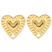 BY31® Zubehör aus Stainless Steel - Rostfreiem Stahl Ohrringe / Ohrstecker Heart with Loop Gold