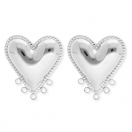 BY31® Zubehör aus Stainless Steel - Rostfreiem Stahl Ohrringe / Ohrstecker Heart with 5 Loops Silver