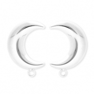 BY31® Zubehör aus Stainless Steel - Rostfreiem Stahl Ohrringe / Ohrstecker Moon with Loop Silver