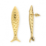 BY31® Zubehör aus Stainless Steel - Rostfreiem Stahl Ohrringe / Ohrstecker Fish with Loop Gold