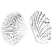 BY31® Zubehör aus Stainless Steel - Rostfreiem Stahl Ohrringe / Ohrstecker Shell with Loop Silver