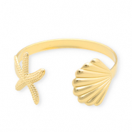 Stainless Steel - Rostfrei Stahl Armb&auml;nder Bangle Shell & Starfish Gold