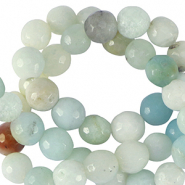 Perlen Naturstein Chalcedon (Quarz) 4mm Facett geschliffen Multicolour turquoise blue