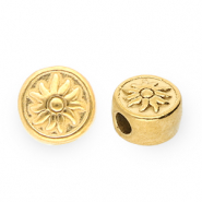 Perlen aus Stainless Steel - Rostfreiem Stahl Disc with sonne Gold