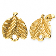 Zubeh&ouml;r aus Stainless Steel - Rostfreiem Stahl Ohrringe / Ohrstecker Leafs with Loop Gold