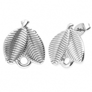 Zubeh&ouml;r aus Stainless Steel - Rostfreiem Stahl Ohrringe / Ohrstecker Leafs with Loop Silver