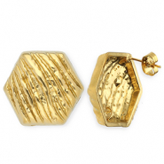 Zubeh&ouml;r aus Stainless Steel - Rostfreiem Stahl Ohrringe / Ohrstecker Hexagon with Loop Gold