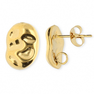 Zubeh&ouml;r aus Stainless Steel - Rostfreiem Stahl Ohrringe / Ohrstecker Oval with Loop Gold