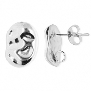 Zubeh&ouml;r aus Stainless Steel - Rostfreiem Stahl Ohrringe / Ohrstecker Oval with Loop Silver