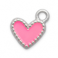 Anh&auml;nger aus Stainless Steel - Rostfreiem Stahl Heart Silver-pink