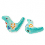 Keramik Perlen Bird Turquoise-multicolour