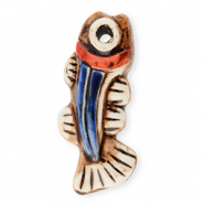 Keramik Anhänger Fish Brown-white-dark blue-red