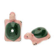 Keramik Perlen Turtle Dark green-vintage pink-black
