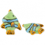 Keramik Perlen Fish Green-orange-blue-black
