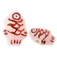 Keramik Perlen Fish Light pink-rust red