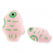 Keramik Perlen Fish Pink-light green-black