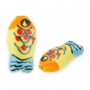 Keramik Perlen Fish Yellow-orange-blue-red-black