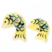 Keramik Perlen Fish Yellow-blue-black