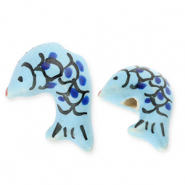 Keramik Perlen Fish Blue-black