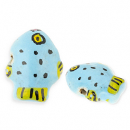 Keramik Perlen Fish Blue-yellow-black