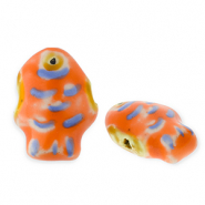 Keramik Perlen Fish Dark orange-blue-yellow