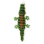 BY31&reg; Anh&auml;nger aus Glasperlen Crocodile Dark green-amber brown-black-gold
