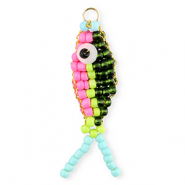 BY31&reg; Anh&auml;nger aus Glasperlen Fish Pink-dark green-lime green-light blue-gold