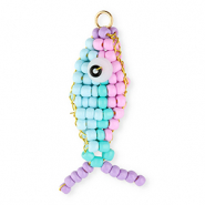 BY31&reg; Anh&auml;nger aus Glasperlen Fish Pastel lilac-light blue-turquoise-lavender-gold