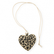 Statement-Anh&auml;nger Heart with Leopard Print Beige brown-dark brown