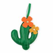 Statement-Anh&auml;nger Cactus with Flowers Dark green-orange-ochre brown