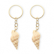 Schl&uuml;sselanh&auml;nger Shell Beige brown-gold