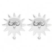 BY31® Zubehör aus Stainless Steel - Rostfreiem Stahl Ohrringe / Ohrstecker Sun with Face with Loop Silver