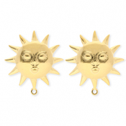 BY31&reg; Zubeh&ouml;r aus Stainless Steel - Rostfreiem Stahl Ohrringe&nbsp;/&nbsp;Ohrstecker Sun with Face with Loop Gold