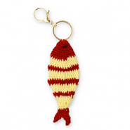 Schl&uuml;sselanh&auml;nger Geh&auml;kelten Fish Gold-bordeaux red-beige