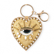 Schl&uuml;sselanh&auml;nger Heart with Eye of Providence Gold-white-black