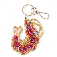 Schl&uuml;sselanh&auml;nger Shrimp Gold-light pink-fuchsia-red