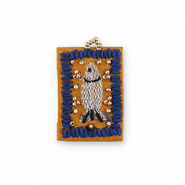 Handgefertigte Stoffanh&auml;nger Fish Brown-dark blue-silver-gold