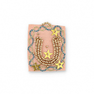 Handgefertigte Stoffanh&auml;nger Horseshoe Salmon pink-blue-gold