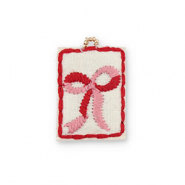 Handgefertigte Stoffanh&auml;nger Bow White-pink-red-gold