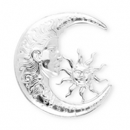 Statement Broschen aus Stainless Steel - Rostfreiem Stahl Moon & Sun Silver