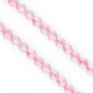 Facetten Top Glas Perlen Bicone 6&nbsp;mm Candy pink-AB coating