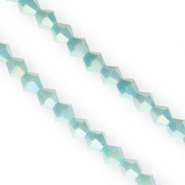 Facetten Top Glas Perlen Bicone 6&nbsp;mm Aqua green-AB coating