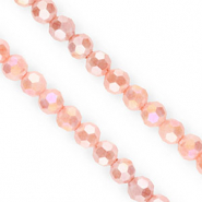 Facetten Top Glas Perlen Round 6&nbsp;mm Salmon pink-AB coating