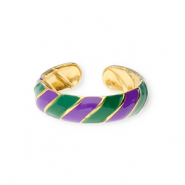 Stainless Steel - Rostfrei Stahl Ringe Gold-purple-green