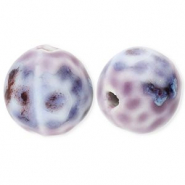 Keramik Perlen 15 mm with Dots Purple-blue